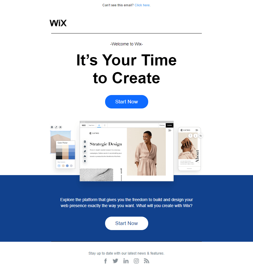 Welcome Email Design Wix Screenshot