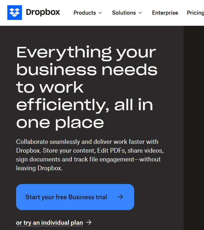 Dropbox Conversion Rate Pricing Screenshot 